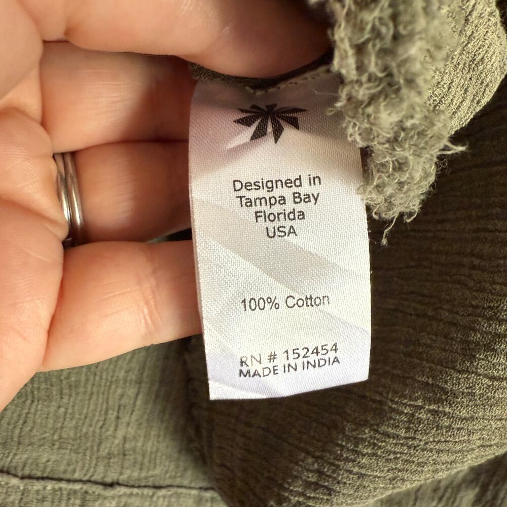 KYLA SEO | Dark Sage Green Embroidered Cotton Gauze Boxy Blouse | Size Small - Picture 6 of 9